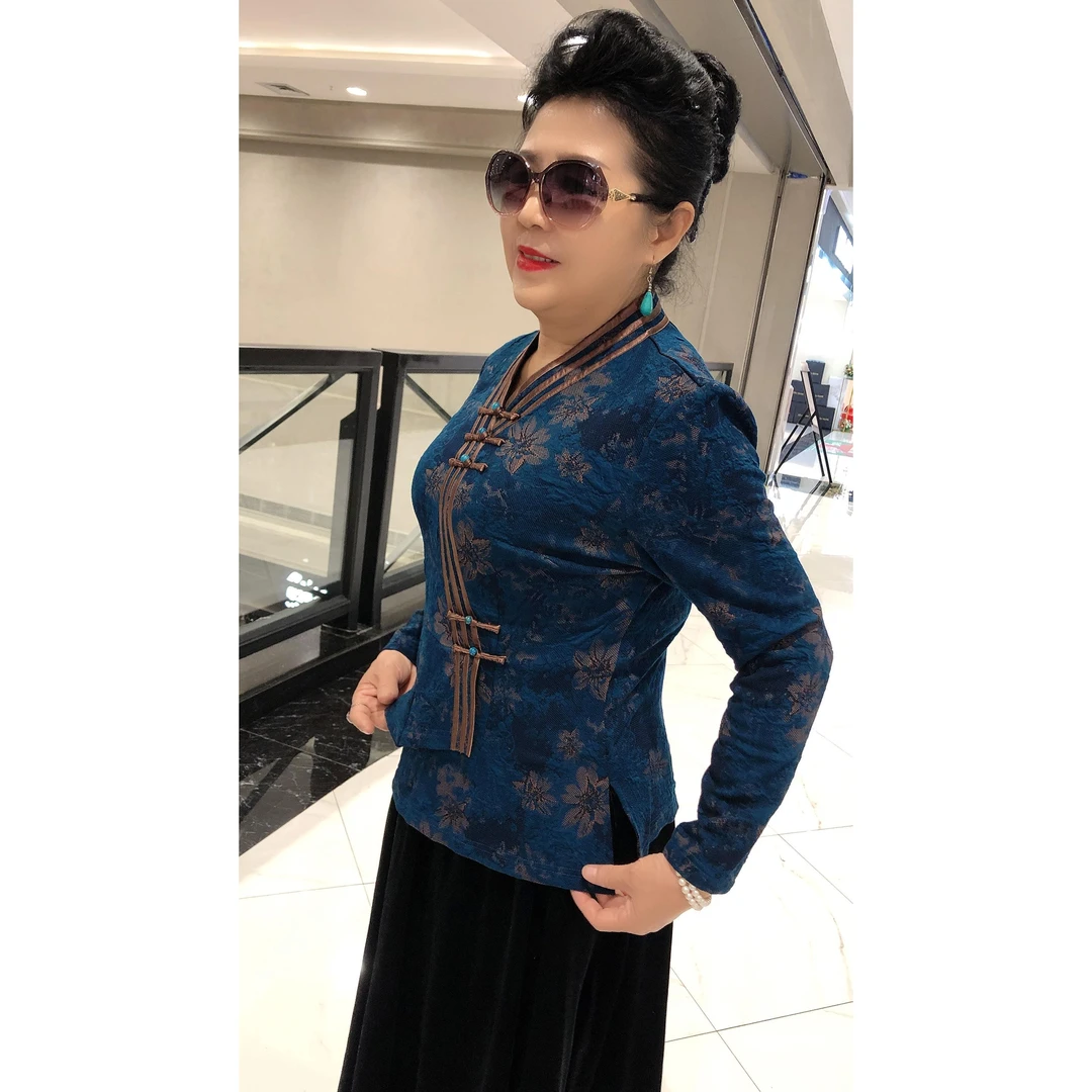 喜家，三色三包边蒙古风情旗袍上衣