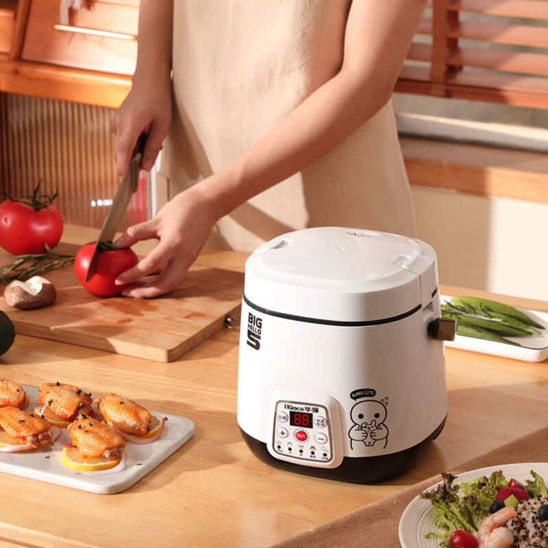 Huaco/华强1.2L迷你煲黑色304电脑多功能家用蒸煮全自动小型便携