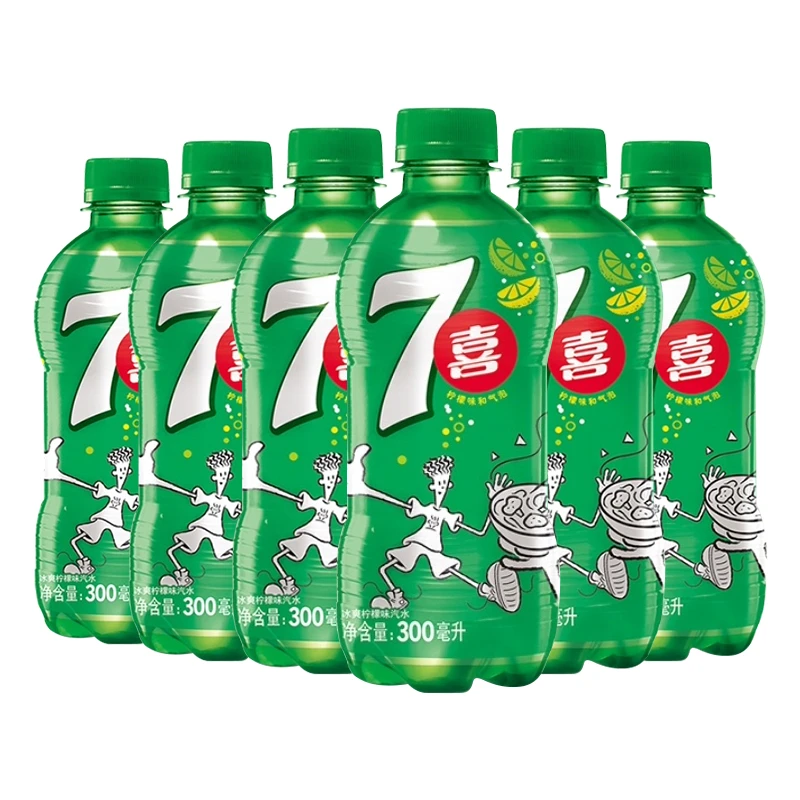 百事可乐七喜300ml*6瓶 汽水批发迷你瓶便携整箱碳酸饮料柠檬饮品