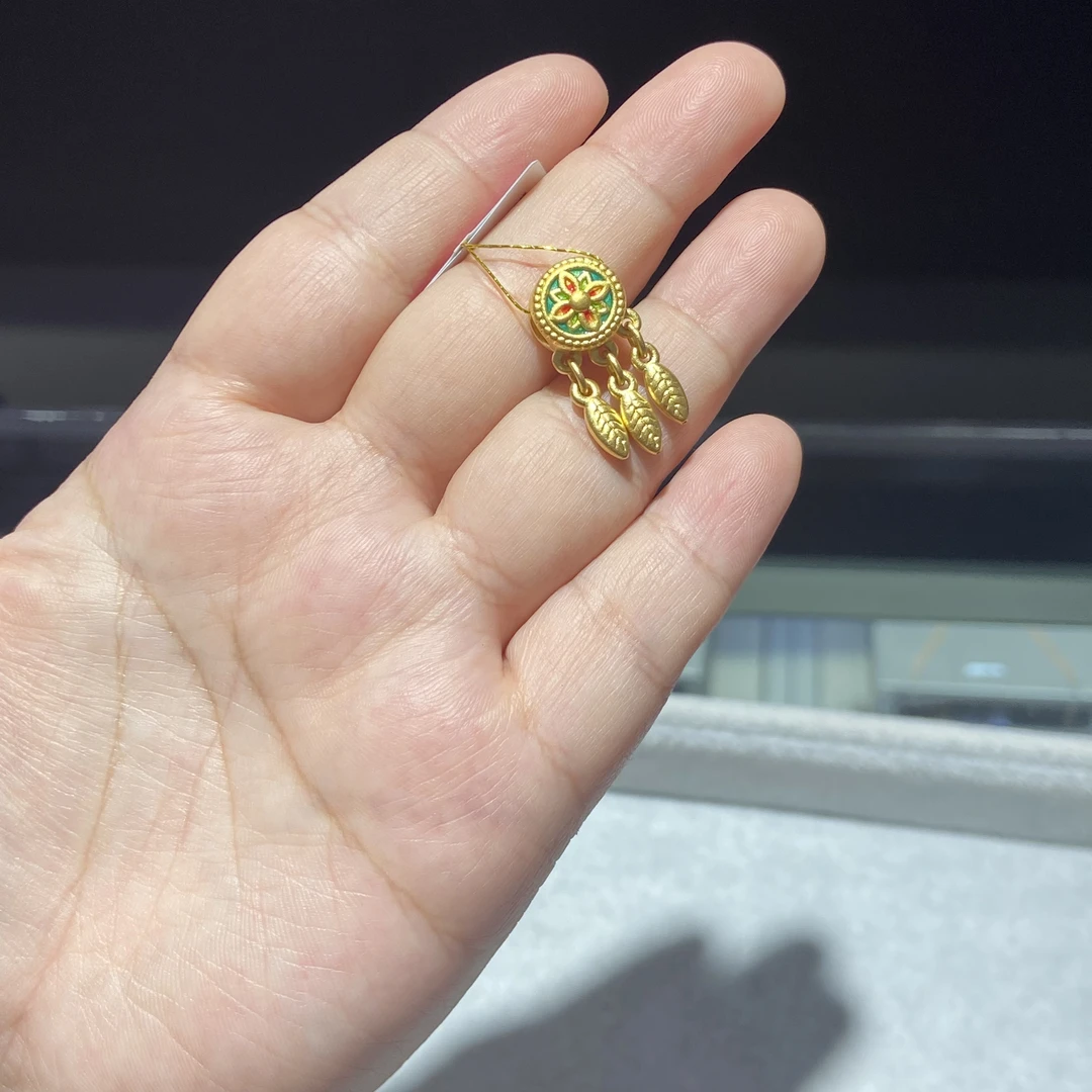 足金999 珐琅彩捕梦网通孔 2.564