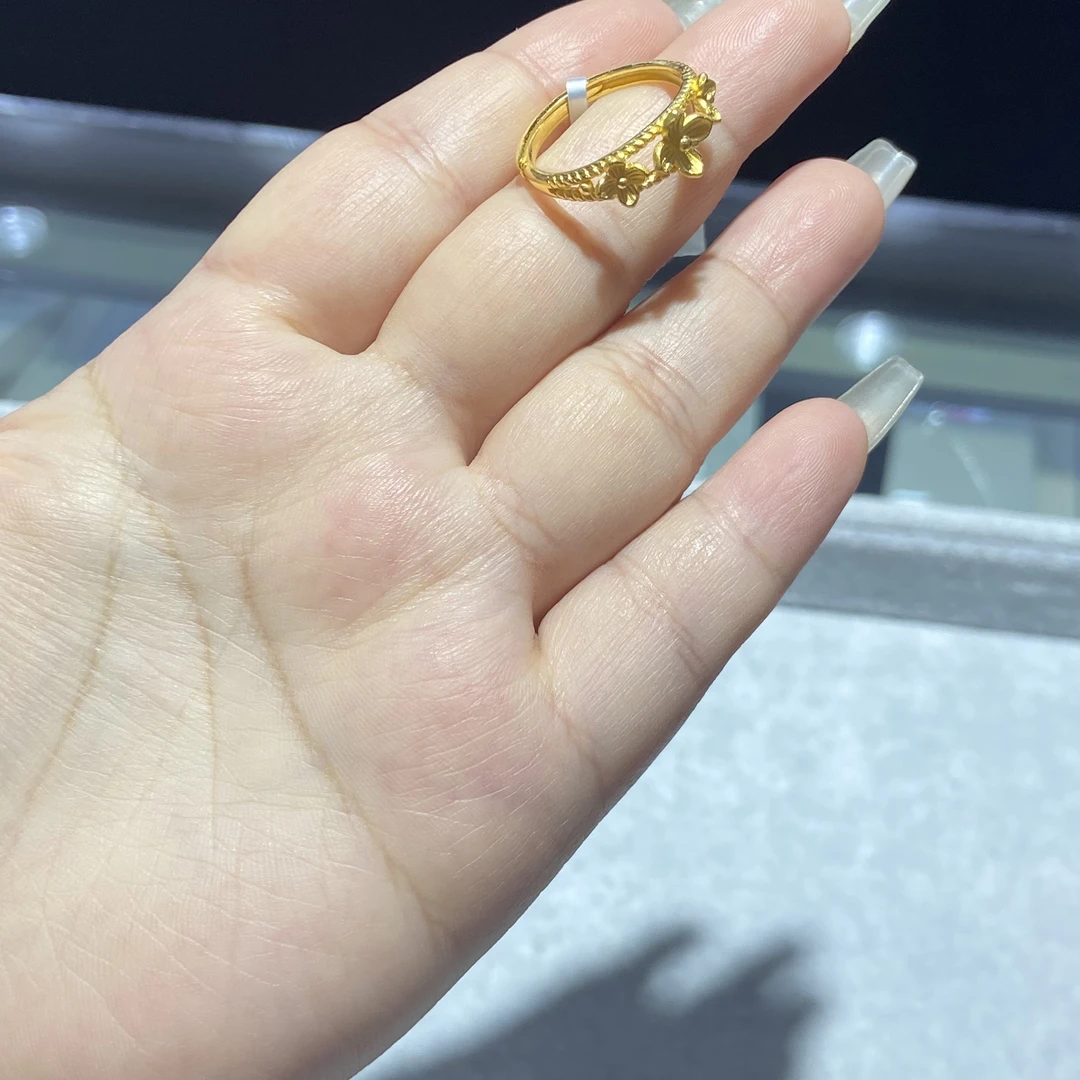 足金999* 精品小花活口戒指 4.216