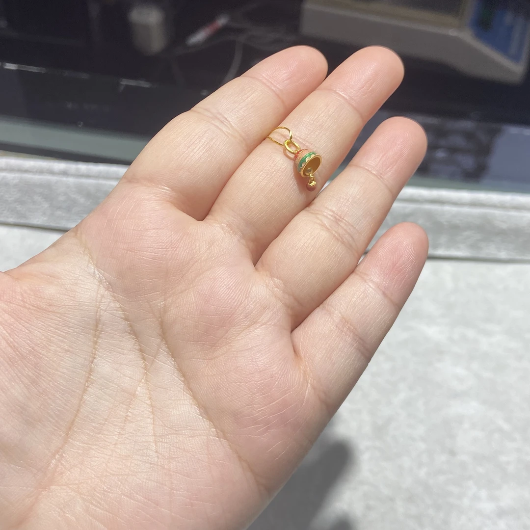 足金999 高温烧蓝平安铃滴溜 0.794