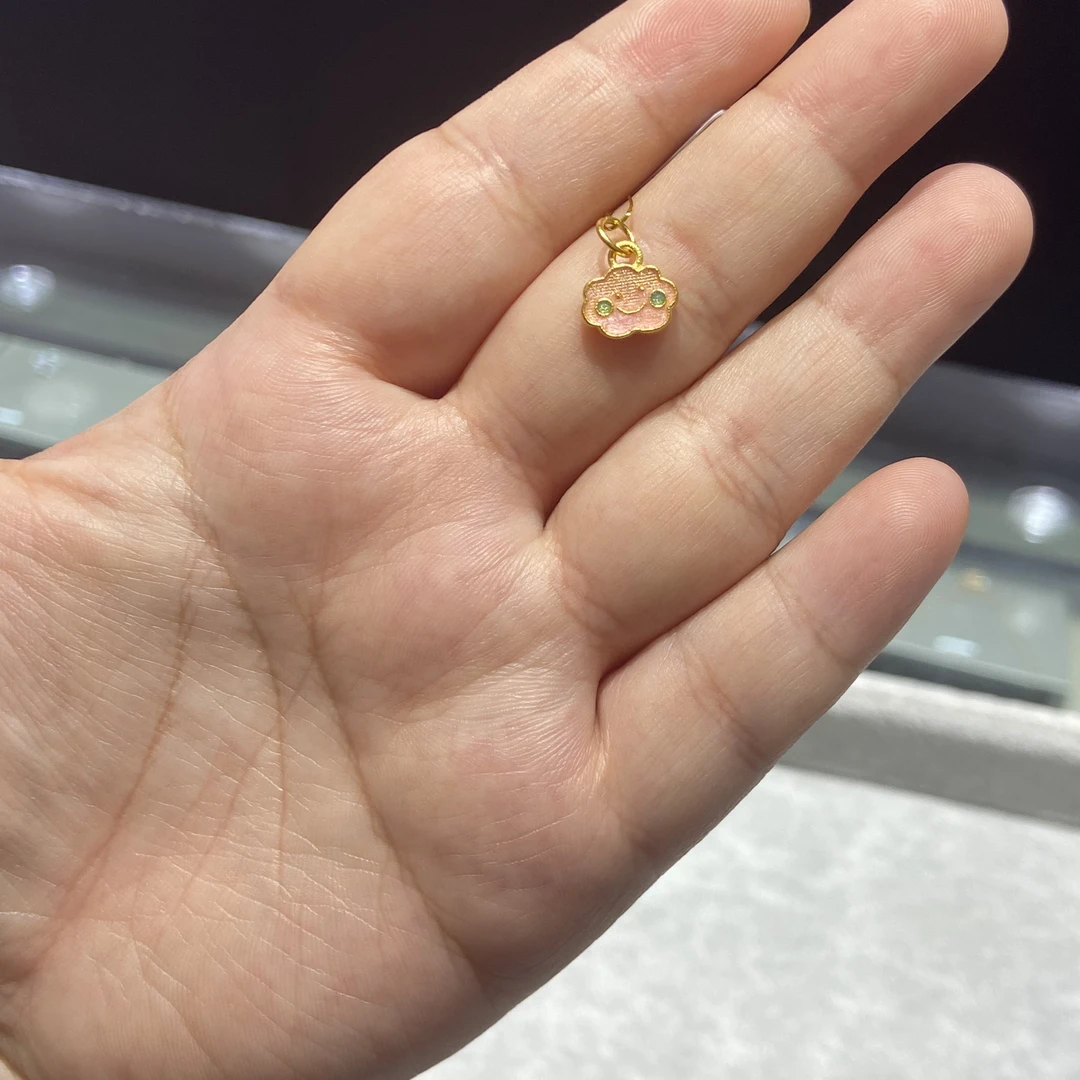 足金999 珐琅彩云朵滴溜 1.573