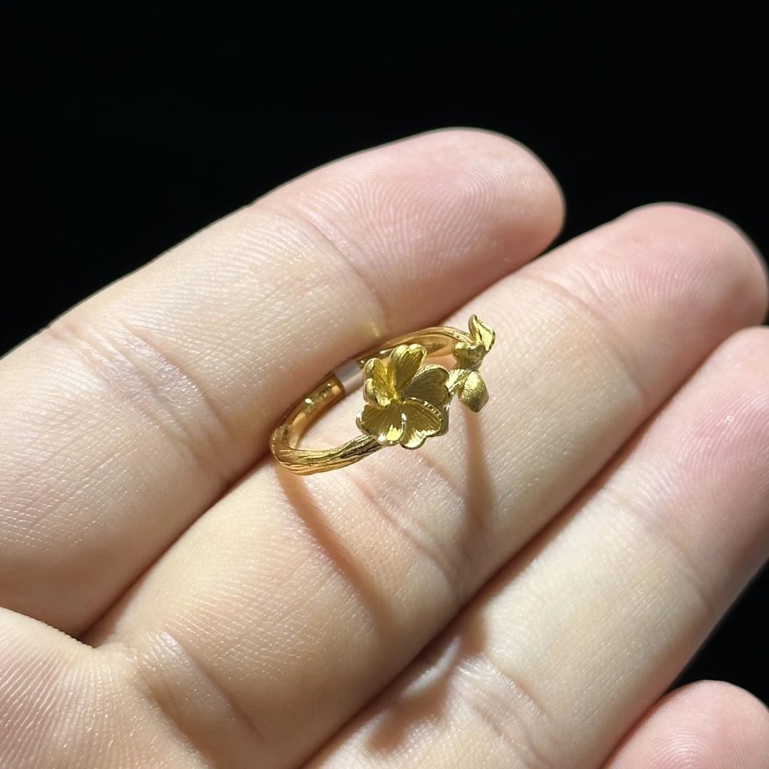 足金999 一枝独秀活口戒指 3.681