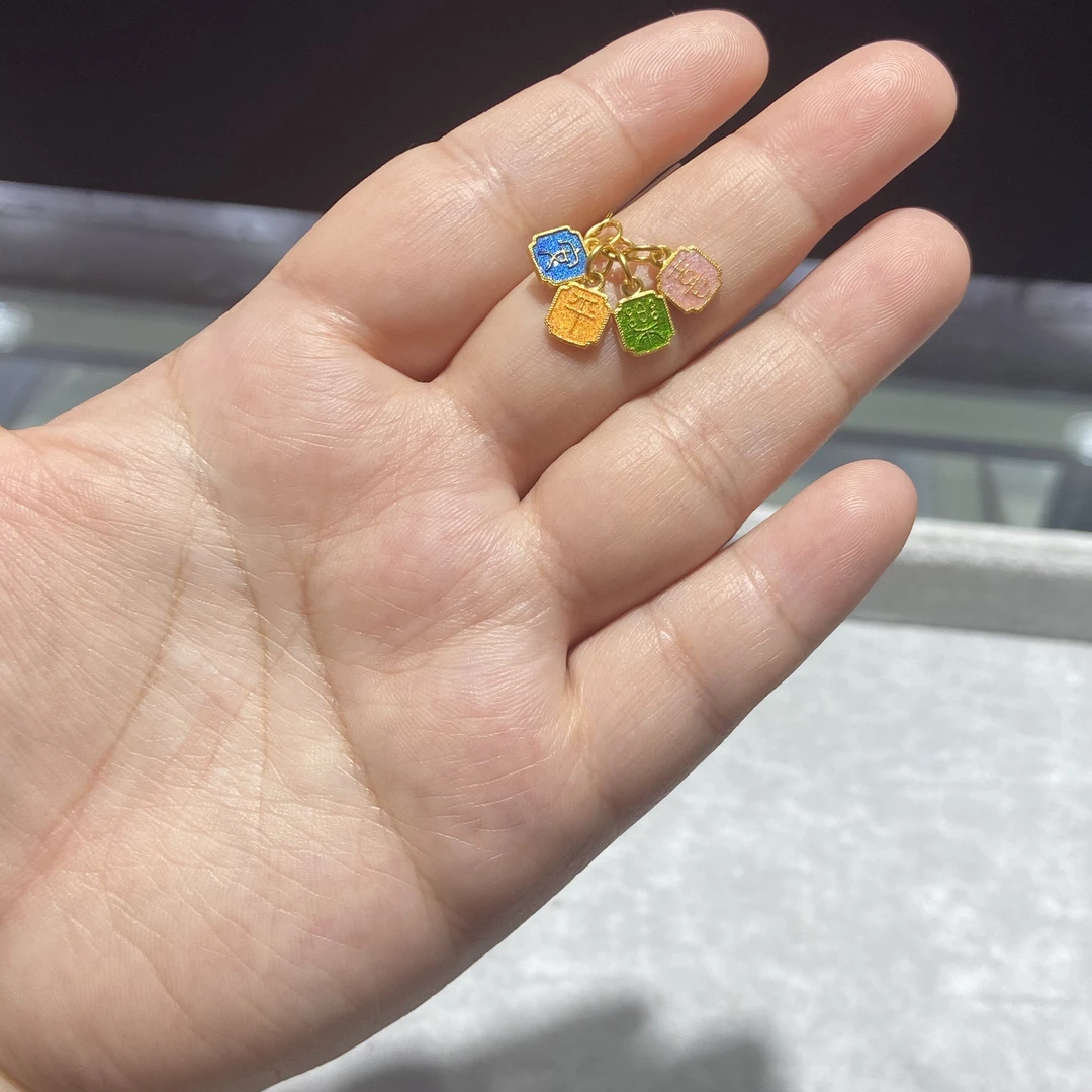 足金999 精品珐琅彩平安喜乐滴溜 2.213