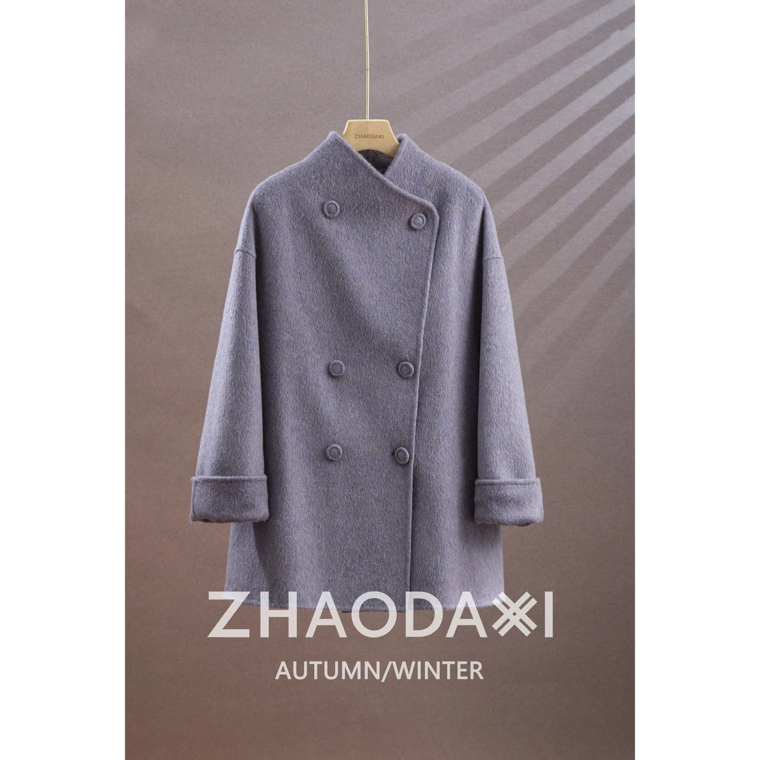【赵大喜】古董大衣-长短 | 宽松骆驼绒大衣女面穿荡领上衣