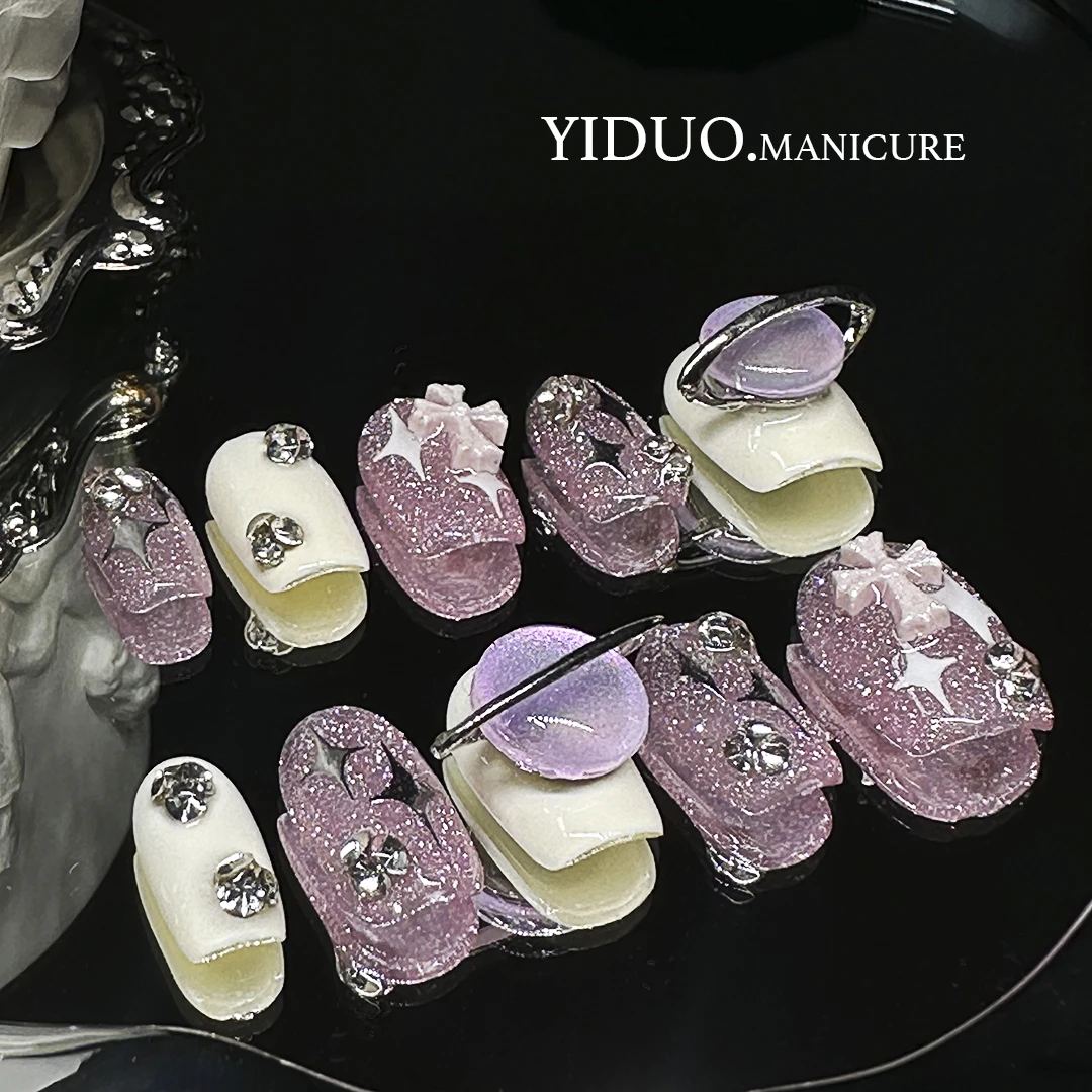 （1128）璃紫一秒甜心系列香芋紫重工纯手工穿戴甲