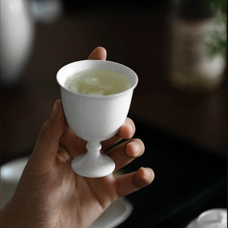 纸白釉高脚主人杯现代家居茶杯品茗杯女神杯个人杯功夫茶具