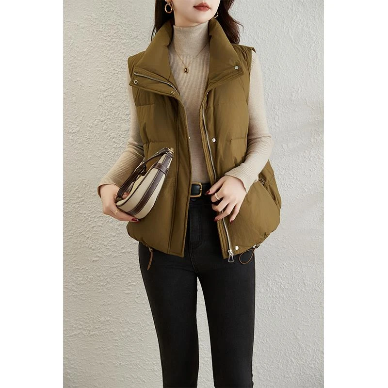 短款立领羽绒马甲女2025秋冬新款时尚减龄白鸭绒外搭无袖马夹外套