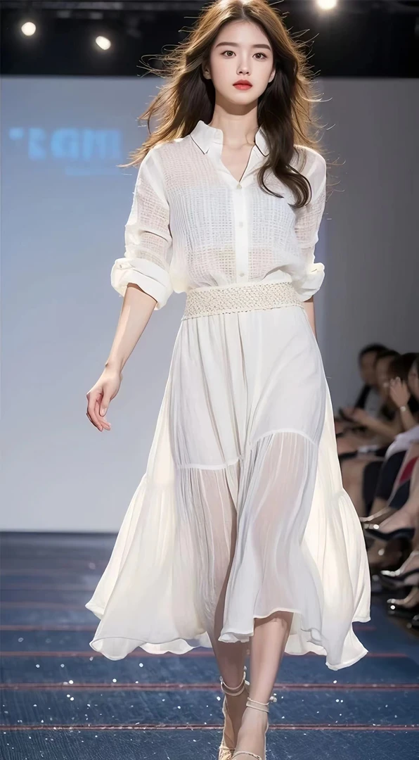 今年流行漂亮茶歇法式气质长裙超好看白色衬衫半身裙套装2024春季
