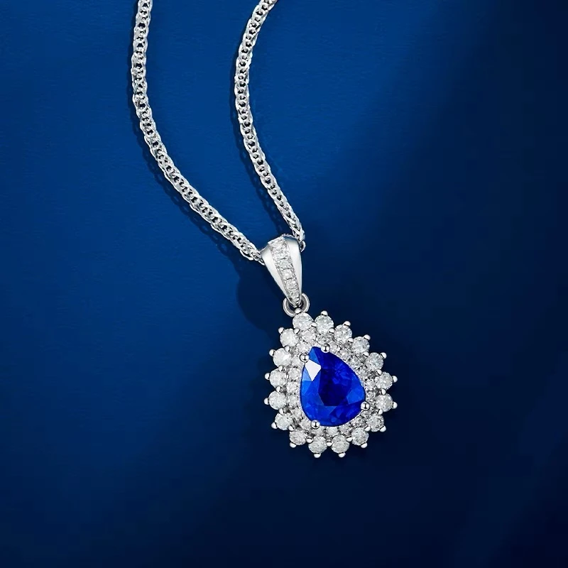 750黄金18K白金彩色变色蓝宝石女款项链