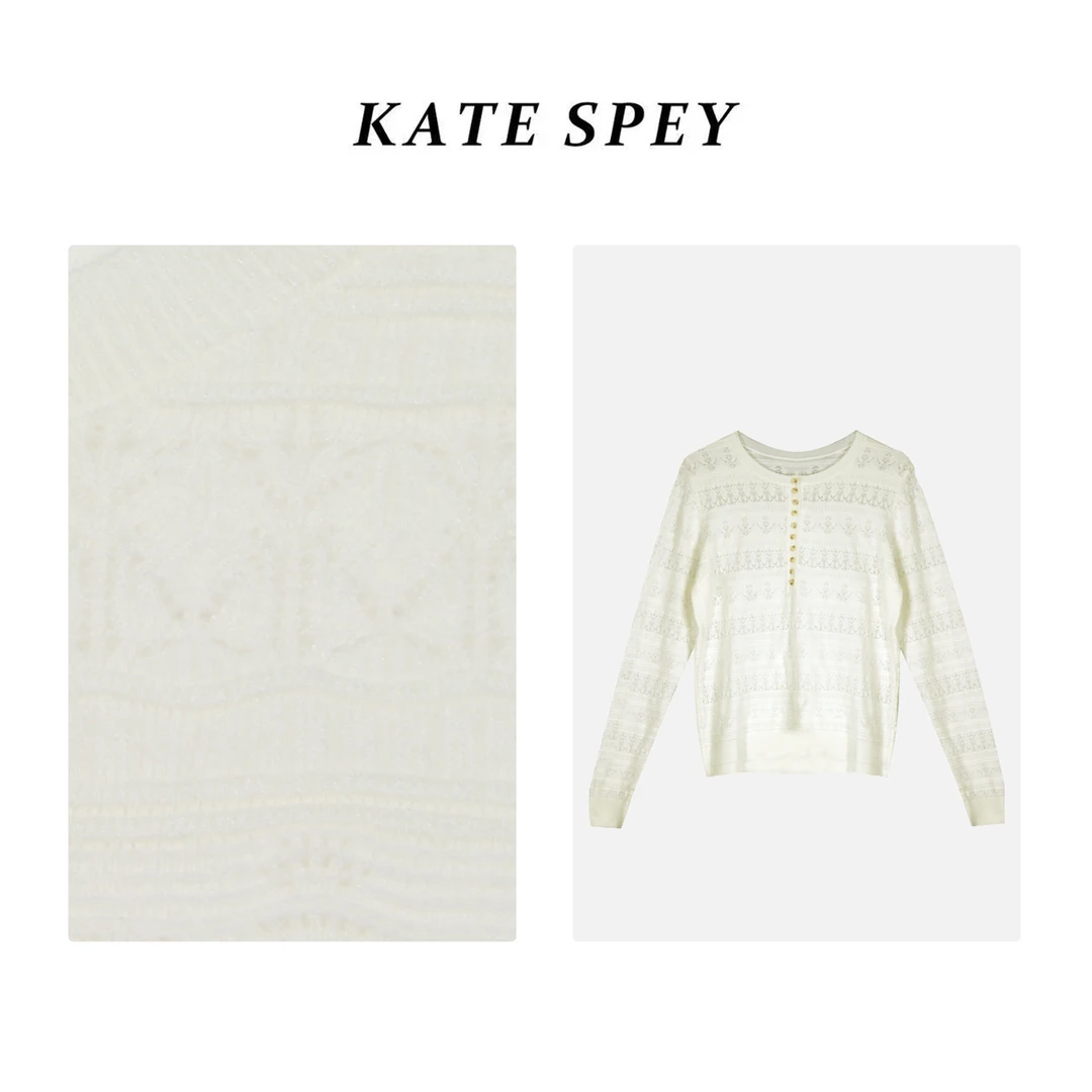 凯特丝蓓#24夏季新品法式镂空花纹前扣式复古上衣1-1075