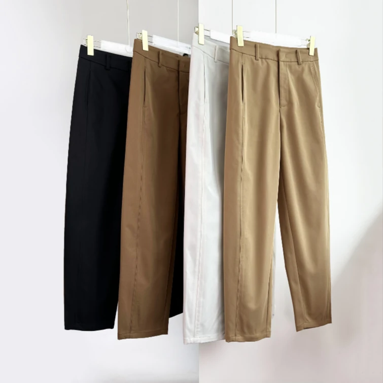 律动莫兰迪春夏款抗皱舒柔特显瘦镰刀裤高腰遮肉百搭九分休闲裤