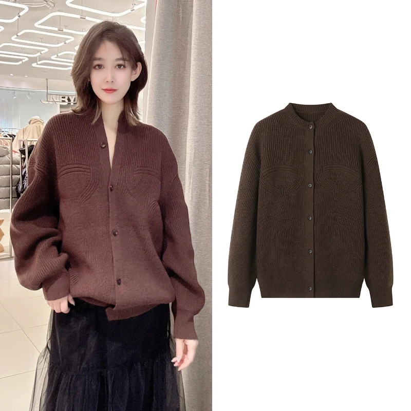 U1072【JN】商场同款针织衫2024年秋季新品复古毛衣时尚针织开衫女