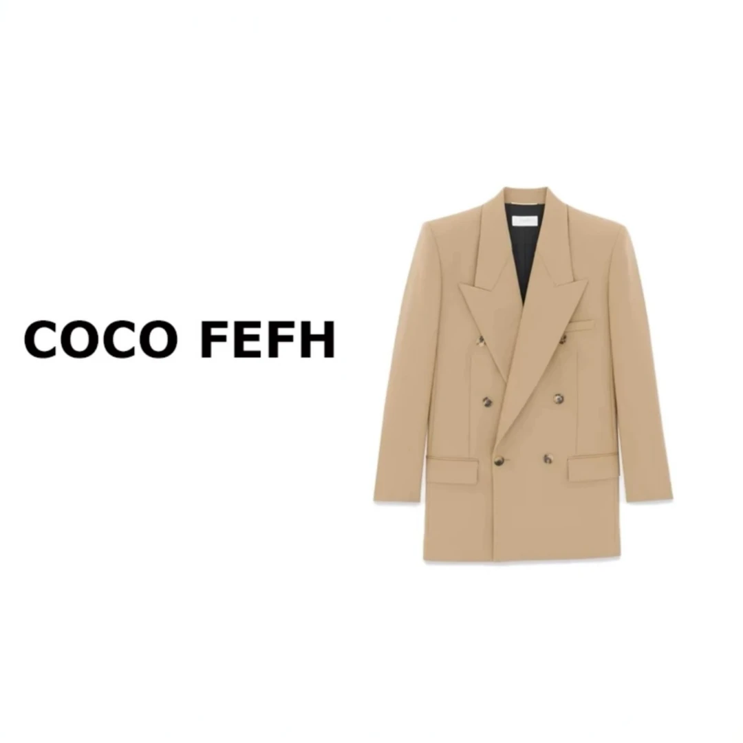 R901 高定2025春装双排扣西装外套修身西服上衣女