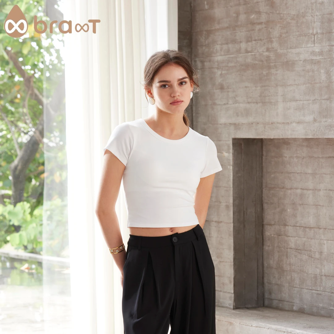 8适有氧衣braT双8曲线裁剪修身显瘦在家跳操时尚穿搭纯色T恤T1