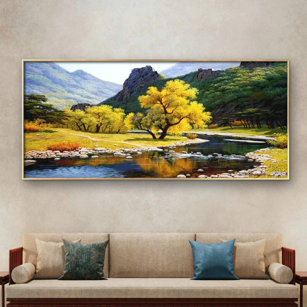 詹老师200*80现代高端风景油画客厅画单幅轻奢装饰画