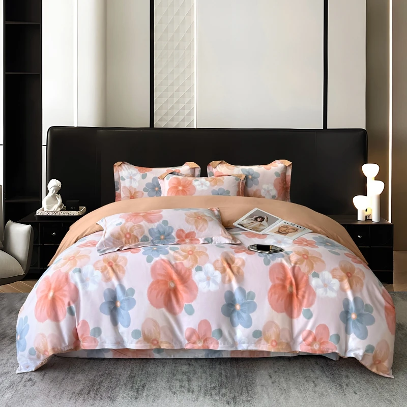 100%秋冬纯棉加厚双面磨毛超柔软数码印花工艺款四件套床上用品