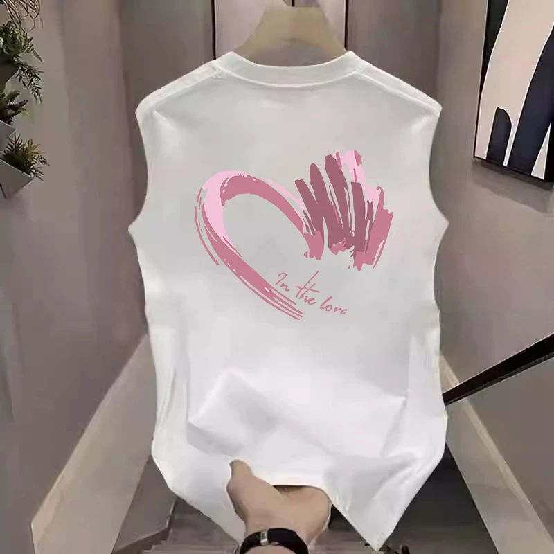 夏季潮牌圆领无袖t恤背心男士男款美式坎肩LOVE印花纯棉宽松上衣