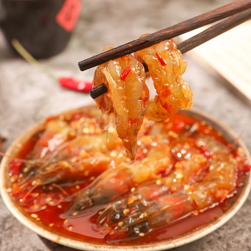 生腌泰式甜辣虾腌制生呛无皮虾300g/罐大虾蟹块即食鲜美小海鲜