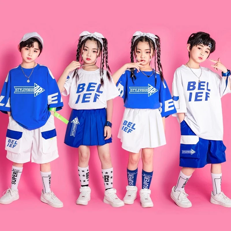 儿童演出服街舞元旦啦啦队表演服爵士舞服装女童hiphop潮装啦啦操