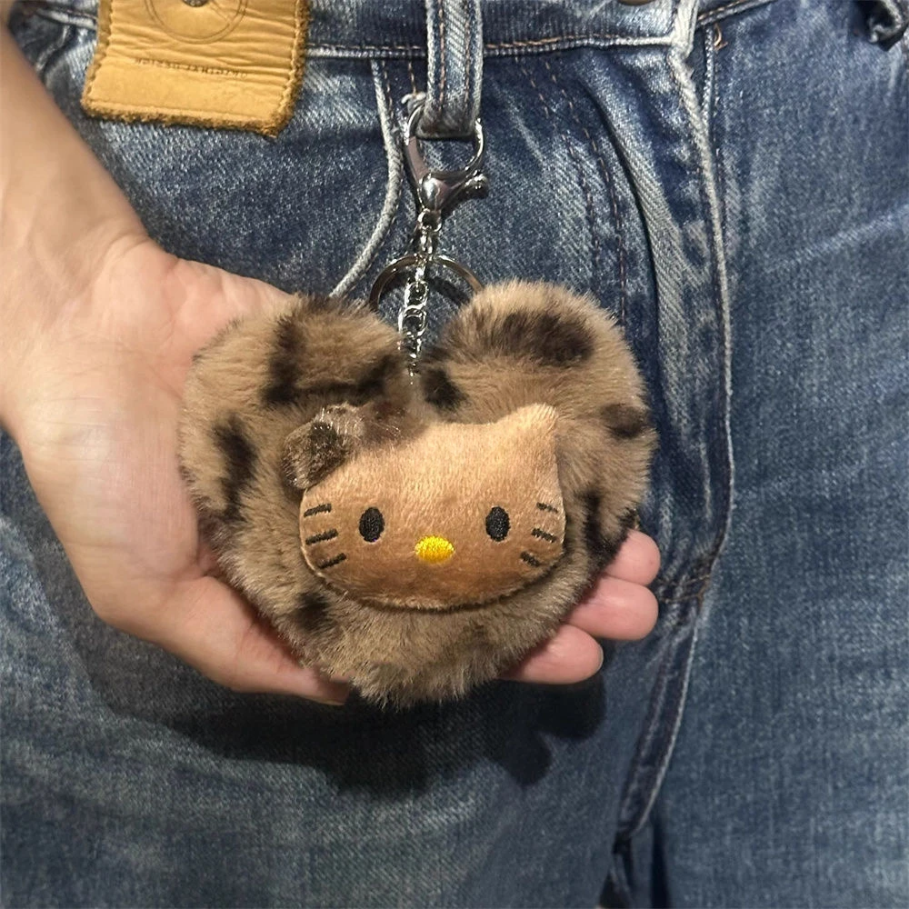 黑皮辣妹复古保温kt爱心毛绒钥匙扣创意y2k千禧辣妹包包挂件