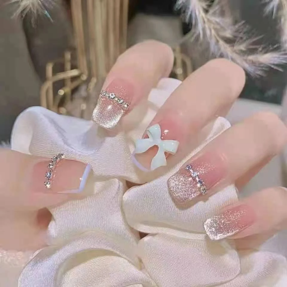 【品牌】美甲贴片成品网红链条钻冰裸色显白爆款