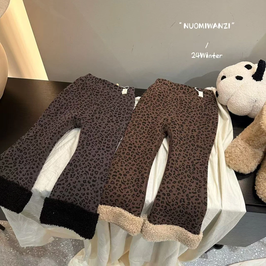 丸子十【现货】800克韩系豹纹毛毛拼接加厚打底裤（冬款）WZJ-（B）2463