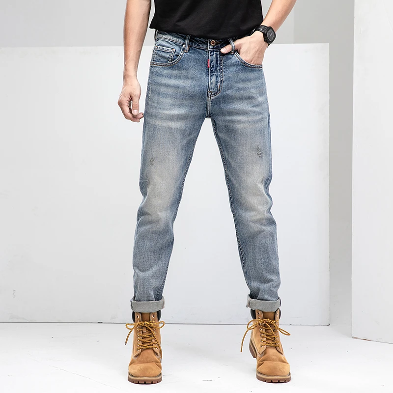 9059【大牛系列】四季新款中高腰水洗男士百搭男士修身直筒牛仔裤