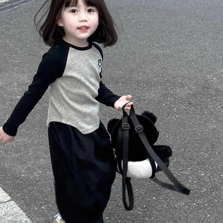 女童时尚春季套装2025新款秋季儿童宝宝洋气长袖t恤南瓜裤两件套