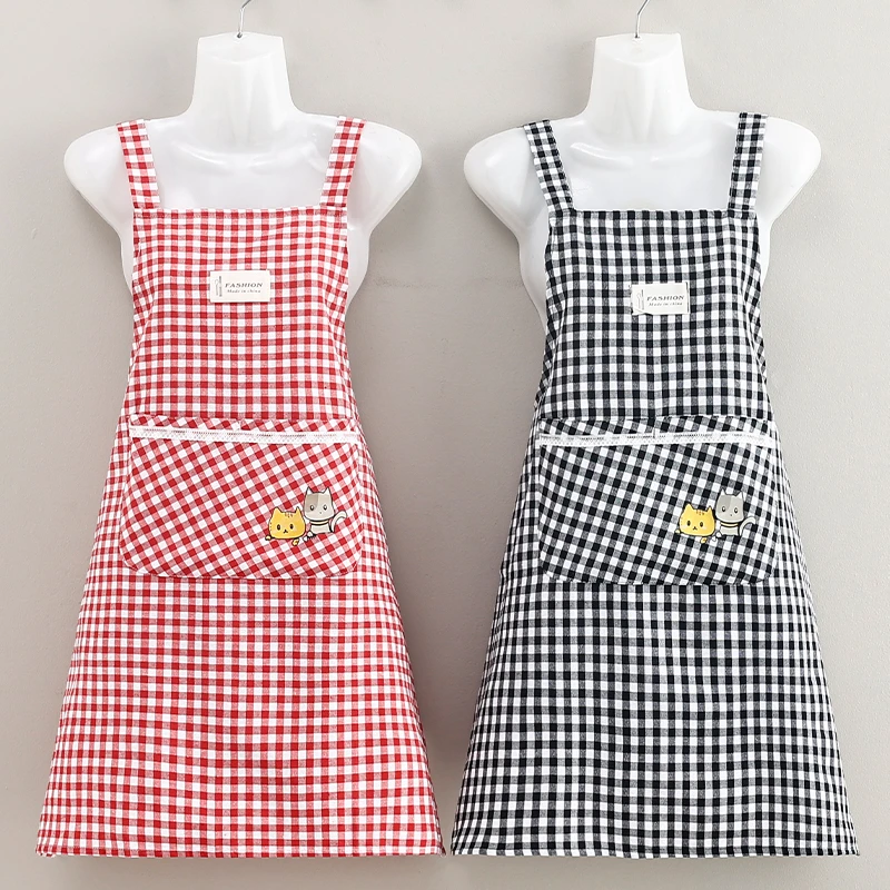 新款夏季薄款棉布透气围裙家用做饭餐饮花店奶茶店工作服围腰耐脏