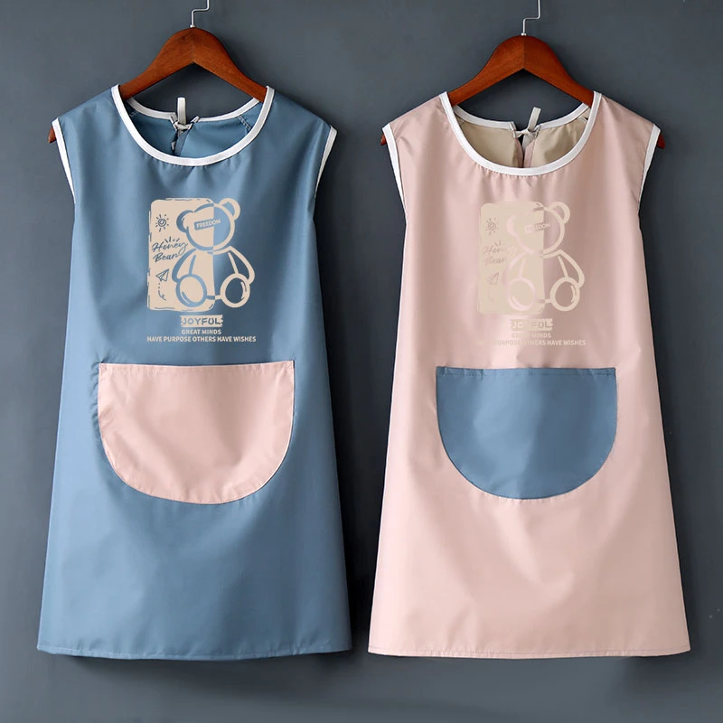 网红新款围裙坎肩家用厨房防水防油无袖薄款夏天工作服围腰定制字