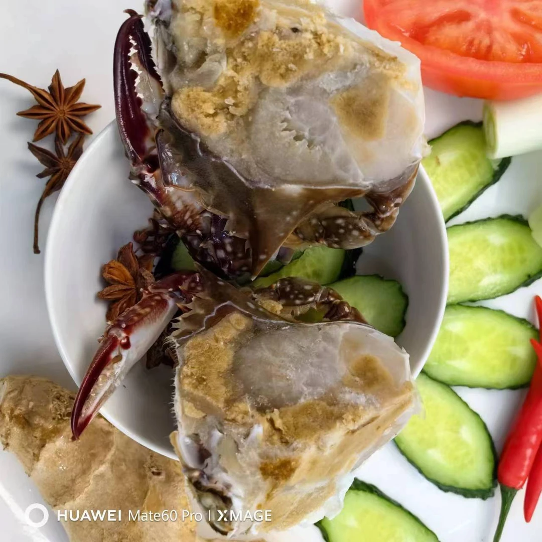 舟山淡黄呛蟹咸蟹冷冻开袋即食4-6两/7只食用美味