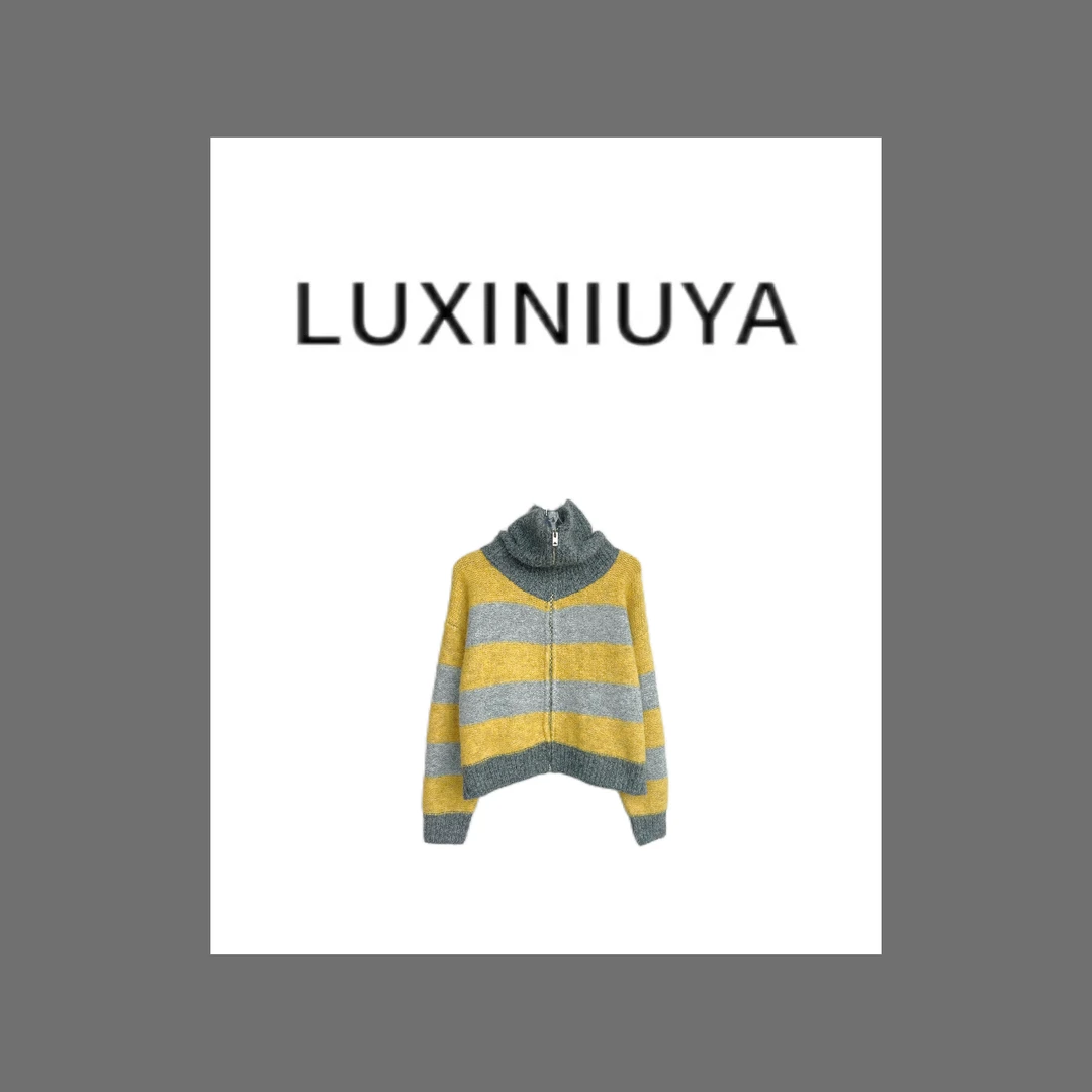 【LUXINIUYA】条纹小糯米 -百搭朝韩2024新品保暖秋冬款毛衣#CX2140
