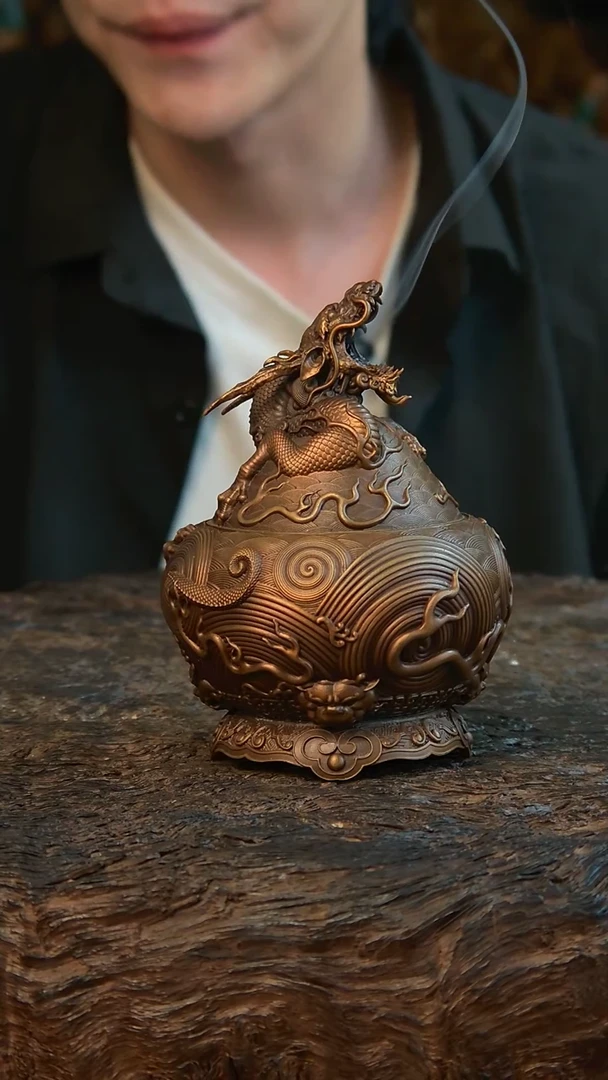 【闪购商品】黄铜云龙香炉