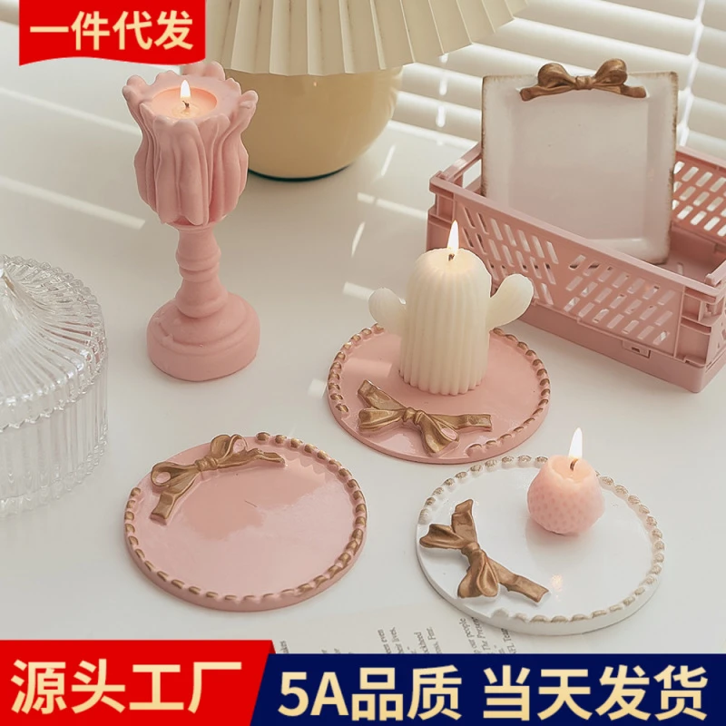 复古圆形托盘香薰蜡烛垫批发家用生日蛋糕底座摆件创意ins风烛台