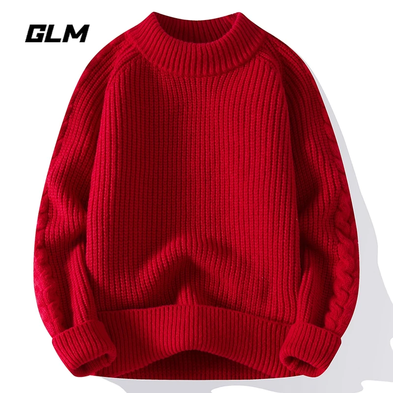 GLM除夕新年大红车厘子安哥拉红色本命蛇年春节保暖厚毛衣 男女