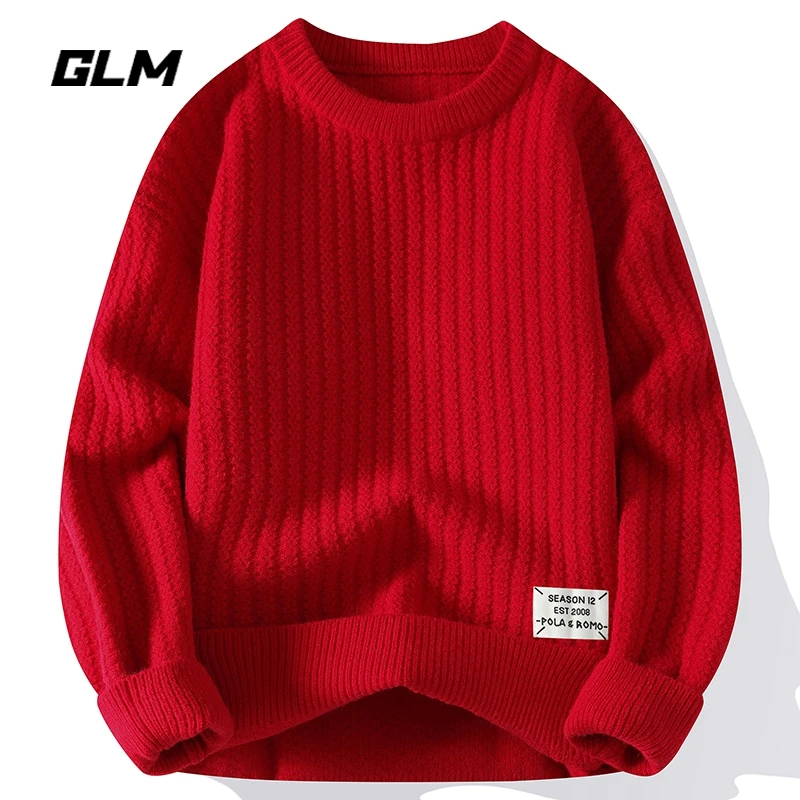 GLM除夕新年大红车厘子安哥拉红色本命蛇年春节保暖厚毛衣 男女