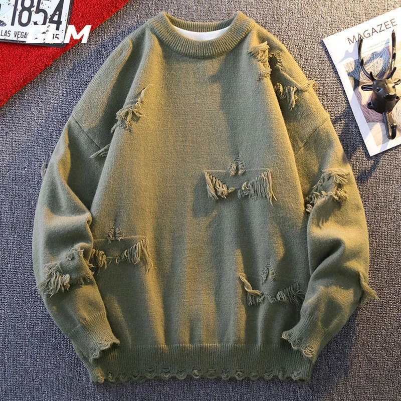 GLM秋冬新款青少年学生潮流保暖加厚舒适休闲宽松套头毛衣 男外套