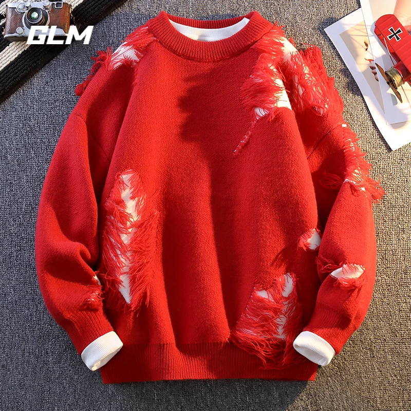 GLM除夕新年大红车厘子安哥拉红色本命蛇年春节保暖厚毛衣 男女