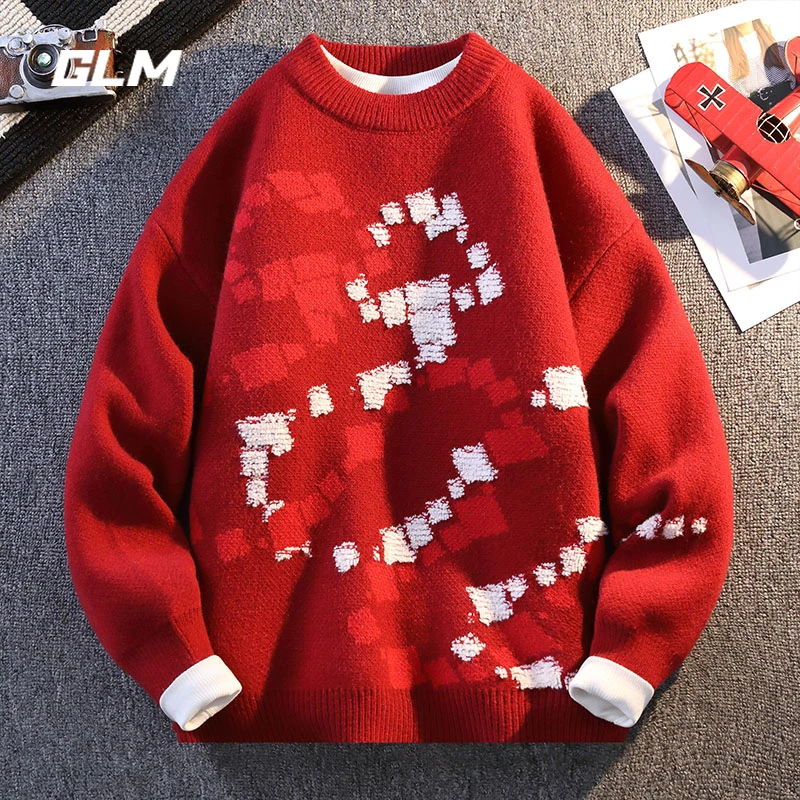 GLM除夕新年大红车厘子安哥拉红色本命蛇年春节保暖厚毛衣 男女