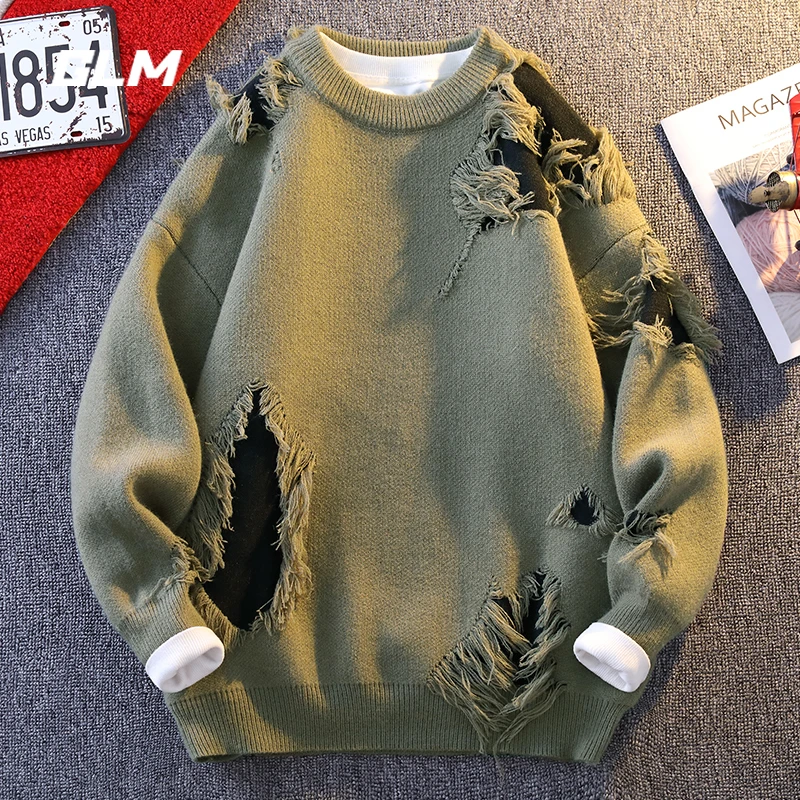 GLM秋冬新款青少年学生潮流保暖加厚舒适休闲宽松套头毛衣 男外套