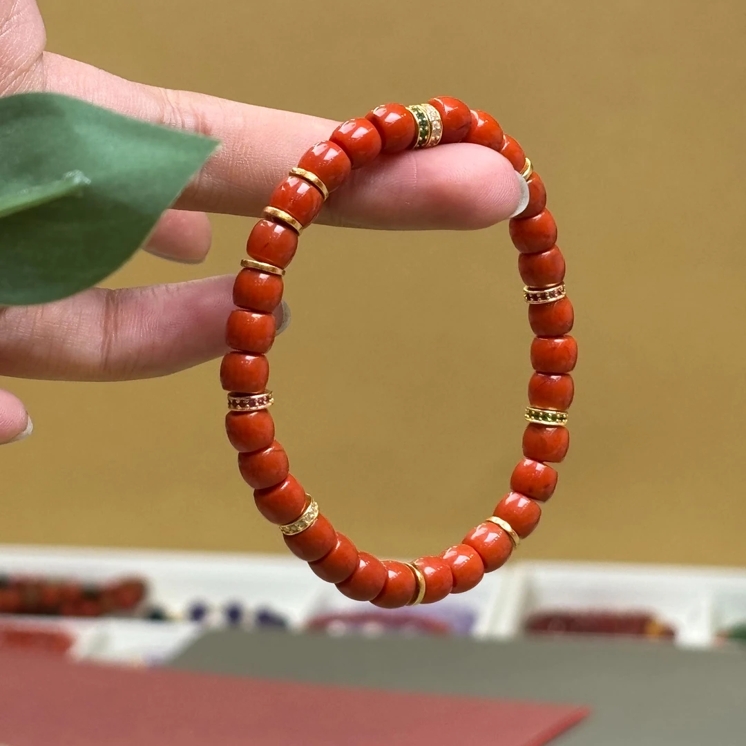 6mm瓦西直切南红文玩手串多样性发其一