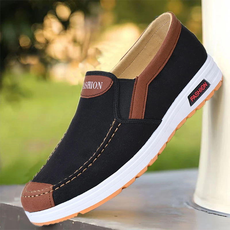 新款春夏老北京布鞋男士时尚休闲鞋透气一脚蹬懒人鞋百搭爸爸鞋