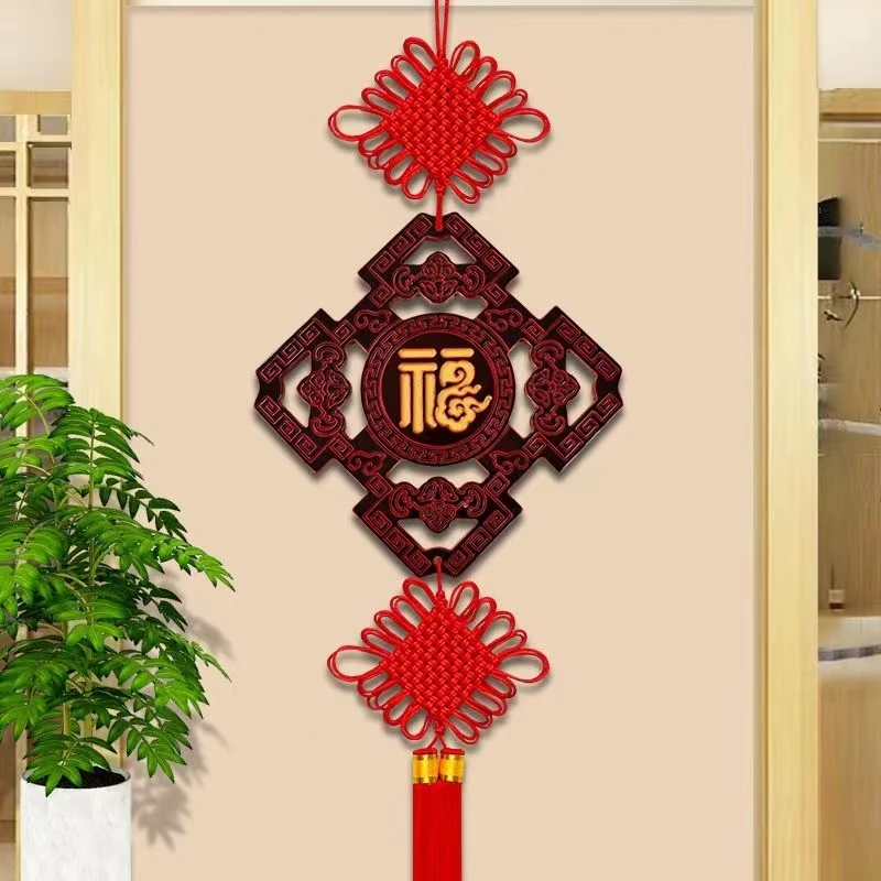 高档桃木挂件玄关客厅入户门中国结书房梁柱办公室电视背景墙挂饰