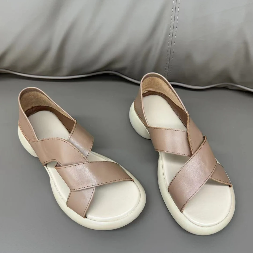 【断码清货】跟高3.5CM 2024夏季新款时尚百搭简约平底凉鞋女鞋2006