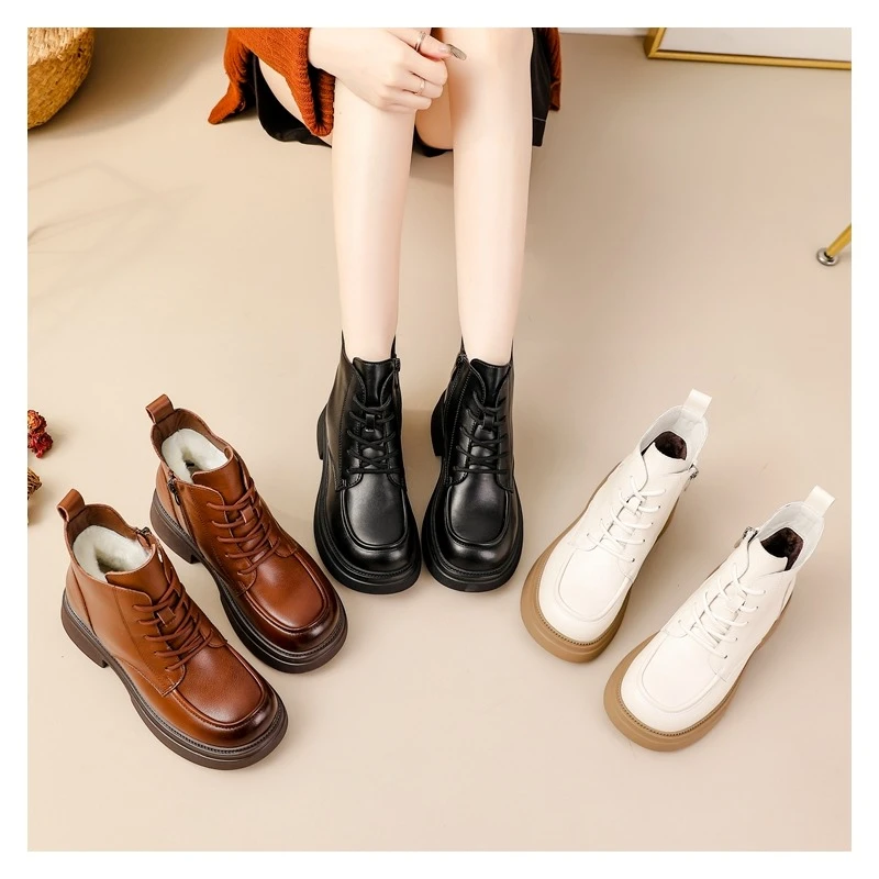 【断码清货】保暖百搭时尚真皮厚底保暖马丁靴英伦风66013