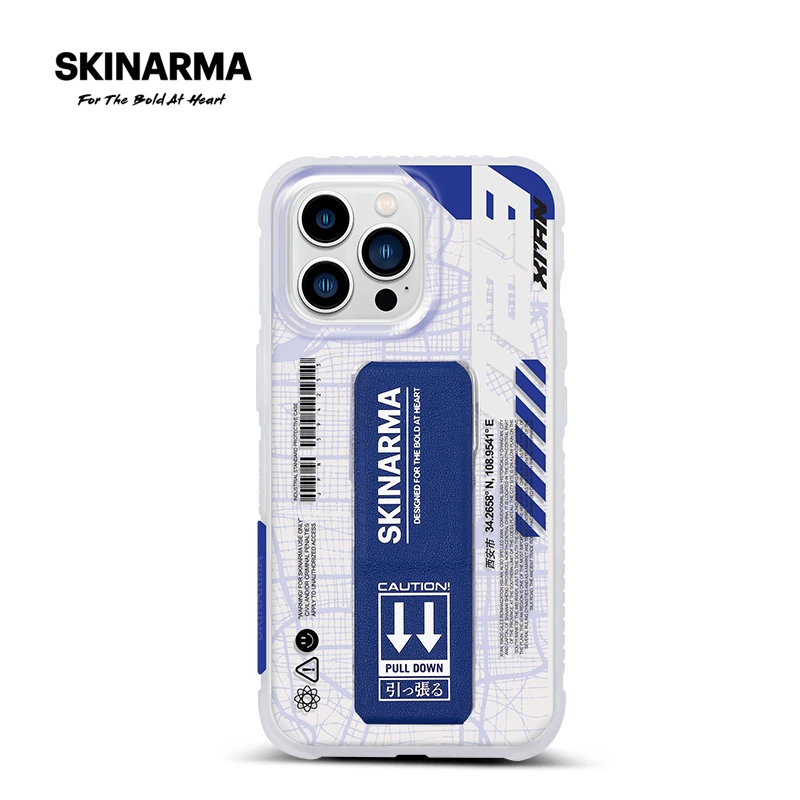 skinarma适用于苹果iphone14promax手机壳防摔支架透明蓝色新款