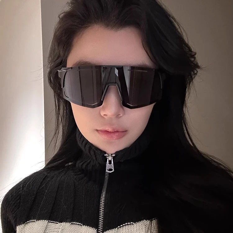 户外登山运动骑行防风护目滑雪地太阳眼镜女款欧美风大框个性墨镜