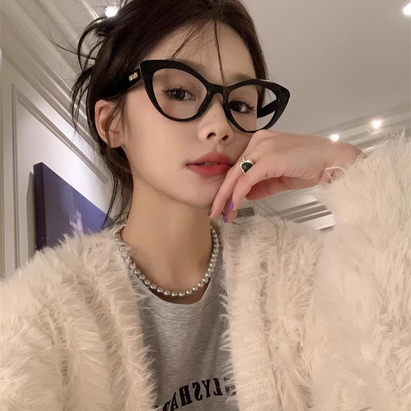 复古大框猫眼网红眼镜架配度数近视素颜神器防蓝光女方圆脸显瘦潮